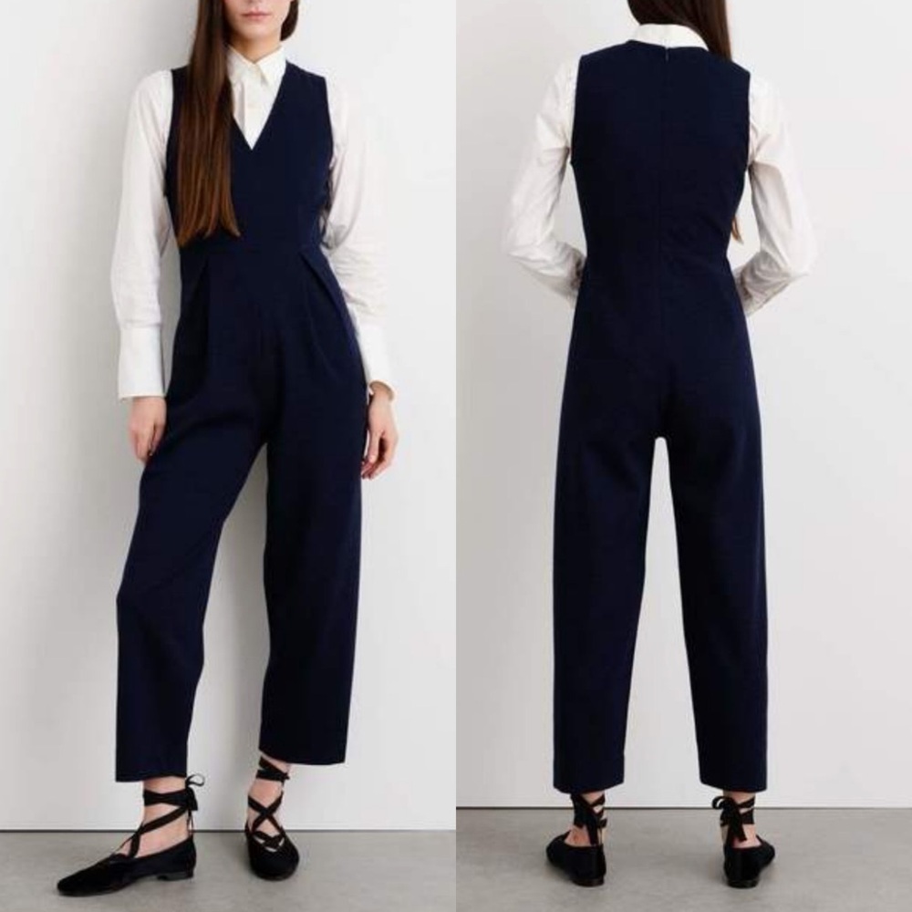 Alex Mill Navy Blue Judy Sleeveless V-Neck Jumpsuit SIZE SMALL